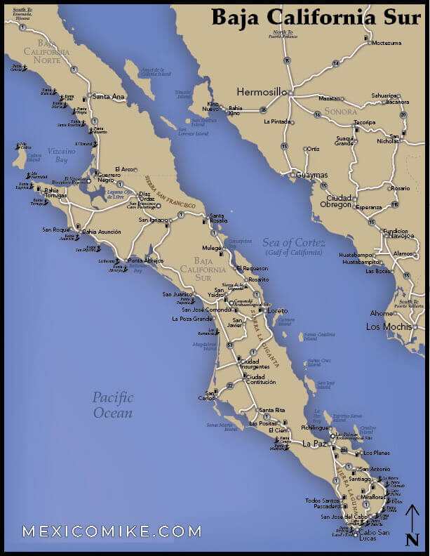 Map of Baja California Sur - Mexico Mike Nelson