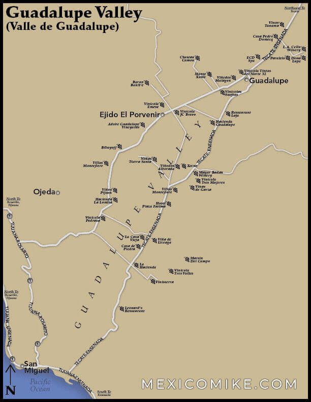 Valle de Guadalupe Map