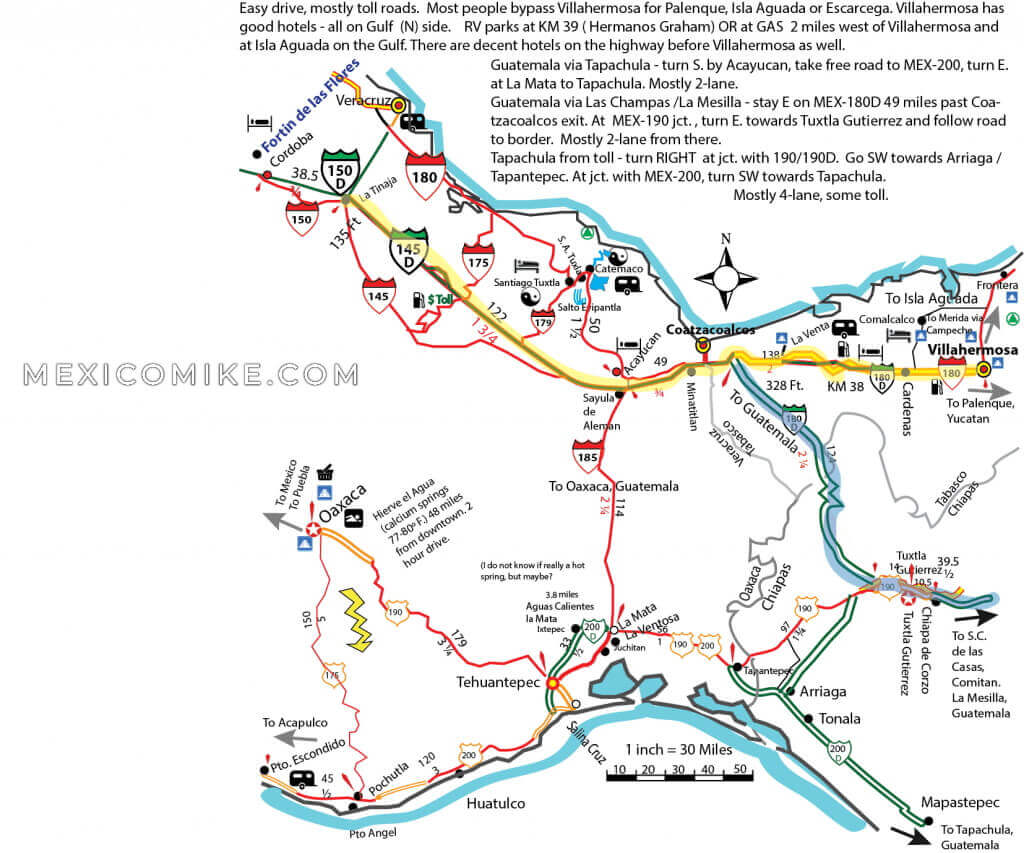 Map to San Cristobal Chiapas from all points (click to download) – courtesy of Mexico Mike Nelson